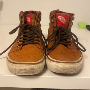 VANS SK8 Hi MTE All Weather Glazed Ginger Brown Flannel Print Shoe - M 6.5/ W 8